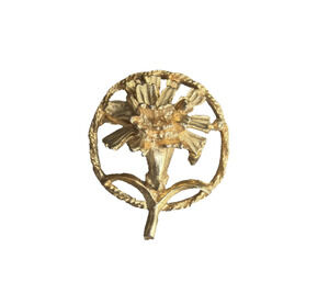 Vintage Gold Tone Flower Circle Brooch Pin Round Chrysanthemum